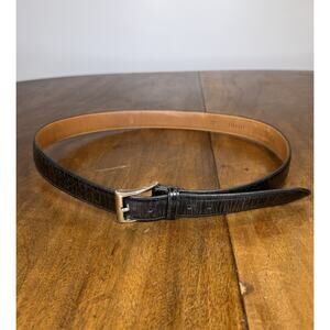 Brooks Brothers Crocodile Embossed Genuine Leather Dress Belt Vintage 1 1/8” 38